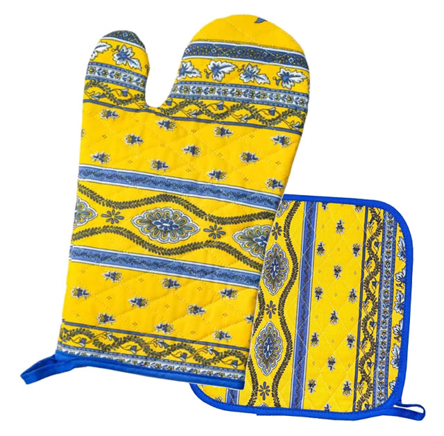 Oven glove & Square Pot Holder Set (Marat Avignon Avignon yellow - Click Image to Close
